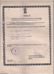 Register of firm Ujjwal Ack